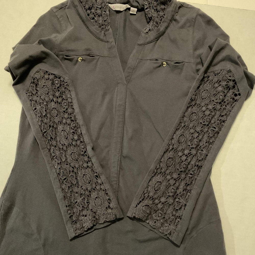 Athleta‎ Gray Long Sleeve Dress with Lace Detail - Picture 8 of 14